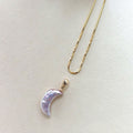 Selene Gold-Plated Moon Pearl Pendant Necklace — product view 1