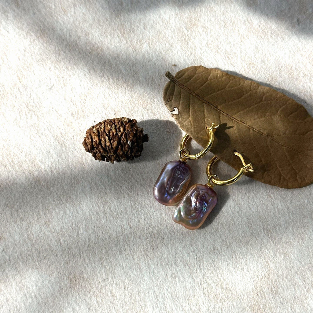 Opaline Silver Baroque Pearl Earrings — product view 1