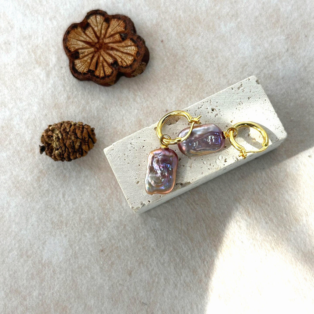 Opaline Silver Baroque Pearl Earrings — product view 3