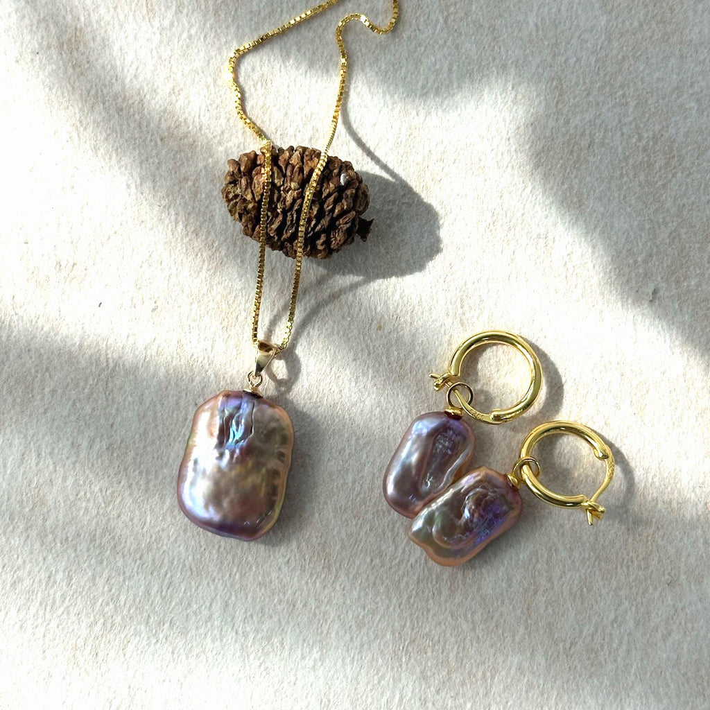 Opaline Silver Baroque Pearl Earrings — product view 4