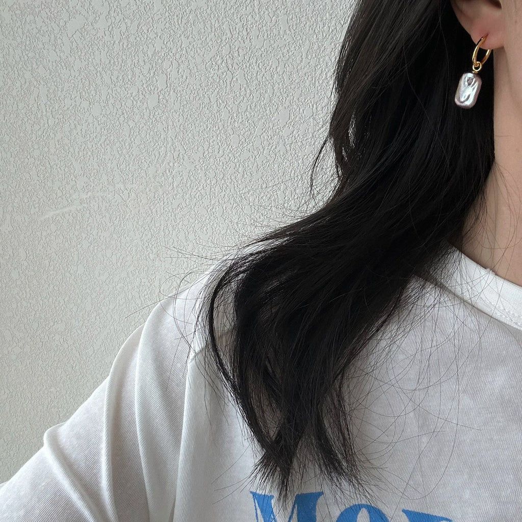 Opaline Silver Baroque Pearl Earrings — product view 5