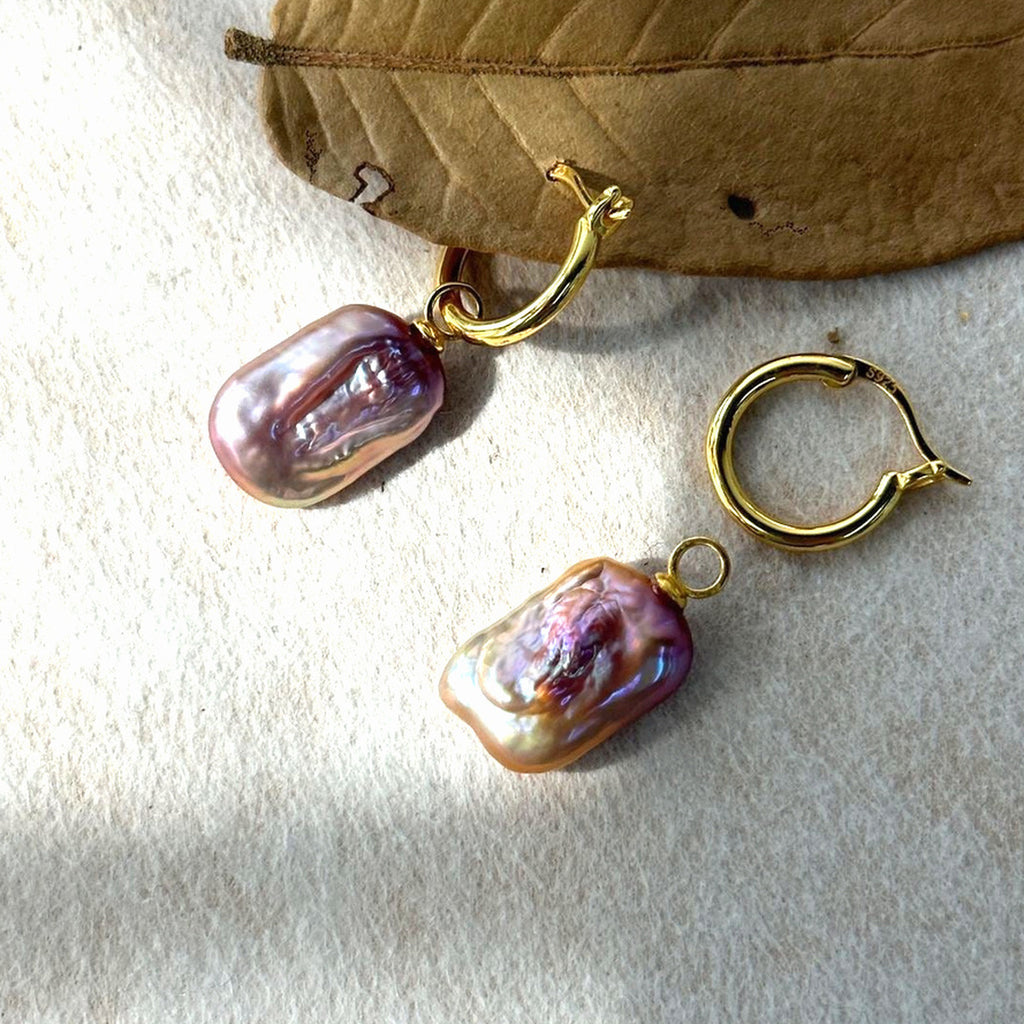 Opaline Silver Baroque Pearl Earrings — product view 1