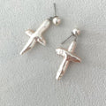 Celeste Silver Cross Pearl Earrings — product view 1