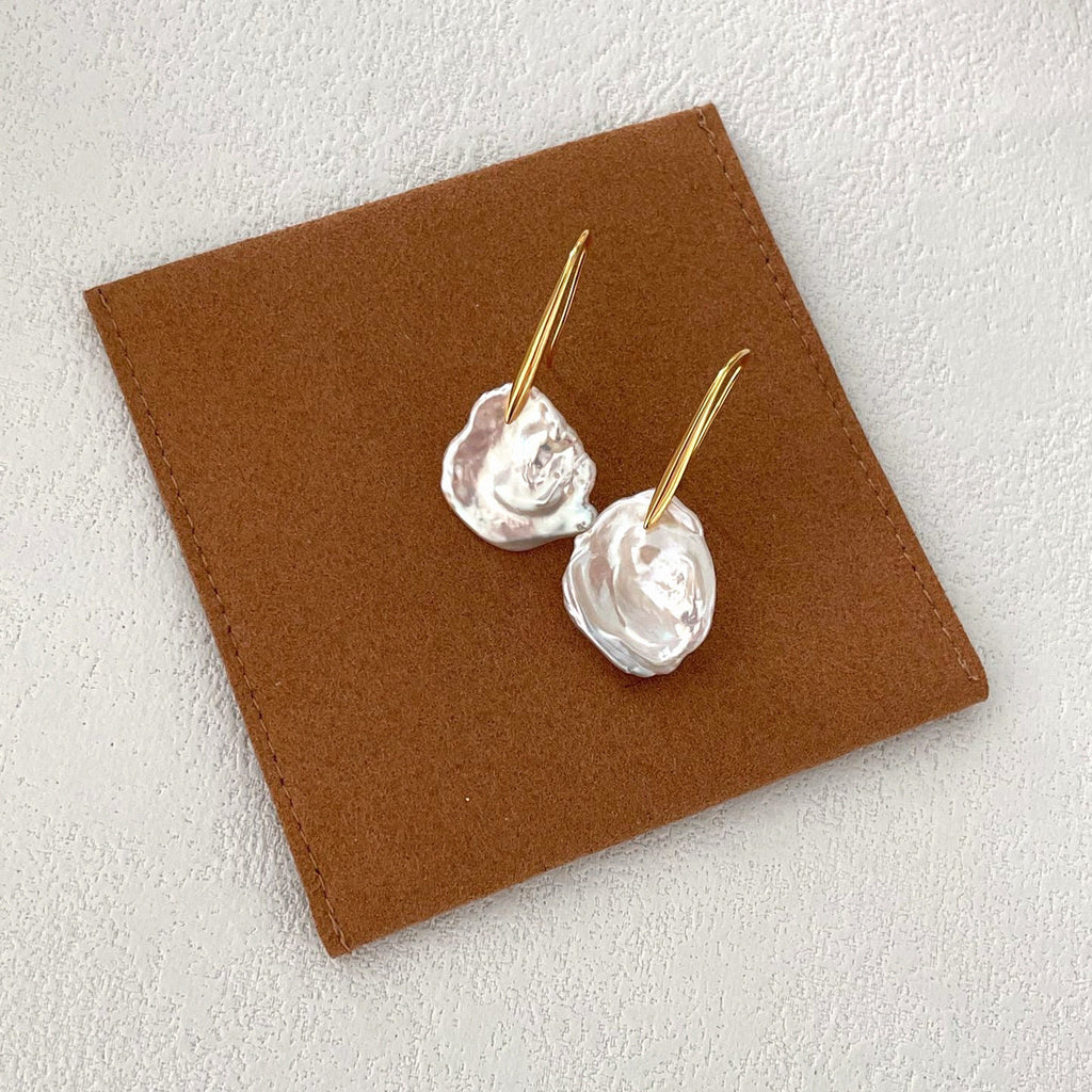 Fleur Silver Petal Drop Earrings — product view 3