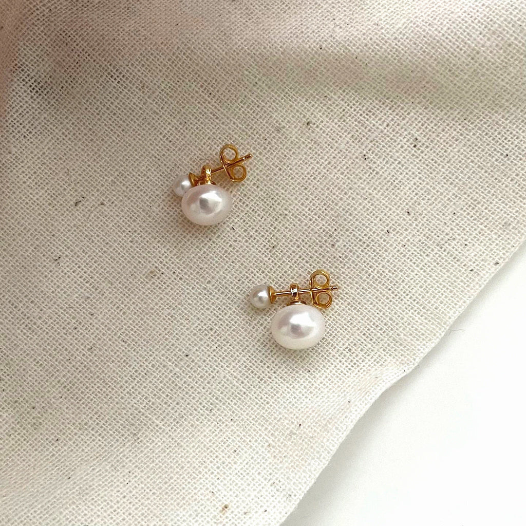 Lucie Gold-Filled Double Pearl Studs — product view 4